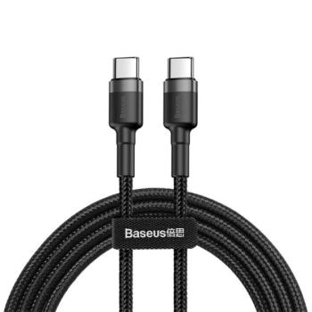 BASEUS CAFULE adatkábel és töltő (Type-C - Type-C, 60W, 20 V / 3000 mAh, PD gyorstöltés, 100cm, cipőfűző minta) FEKETE Asus Zenfone 3 5.5 (ZE552KL), Honor 8, Sony Xperia X Compact (F5321), So kép