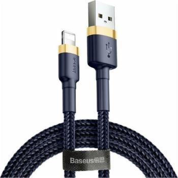 BASEUS CAFULE adatkábel és töltő (USB - lightning 8pin, 2.4A, gyorstöltés támogatás, 100cm, cipőfűző minta) SÖTÉTKÉK Apple iPhone 7 4.7, Apple iPhone 7 Plus 5.5, Apple IPAD mini 4, Apple kép
