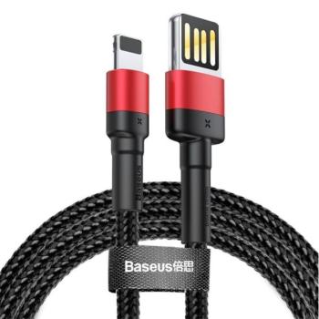 BASEUS CAFULE adatkábel és töltő (USB - lightning 8pin, 5V / 2.4A, 100cm, LED jelző) PIROS / FEKETE Apple iPhone 7 4.7, Apple iPhone 7 Plus 5.5, Apple IPAD mini 4, Apple IPAD Pro 12.9 (2015), App kép