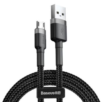 BASEUS CAFULE adatkábel és töltő (USB - microUSB, 2.4A, gyorstöltés támogatás, 100cm, cipőfűző minta) SZÜRKE / FEKETE Evolveo Strongphone Q5, Blackberry DTEK50 , HTC Desire 825, Vodafone S kép