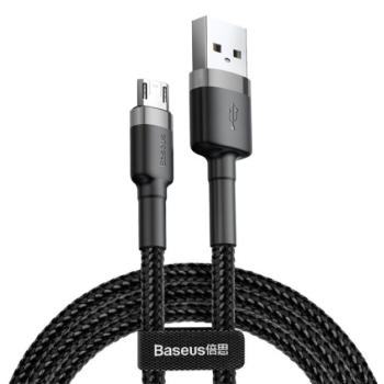 BASEUS CAFULE adatkábel és töltő (USB - microUSB, 2A, gyorstöltés támogatás, 300cm, cipőfűző minta) SZÜRKE / FEKETE Evolveo Strongphone Q5, Blackberry DTEK50 , Vodafone Smart turbo 7 (VFD5 kép