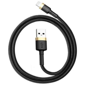 BASEUS CAFULE adatkábel (USB - lightning 8pin, 2,4A, gyorstöltés támogatás, 100cm, törésgátló) FEKETE / ARANY kép