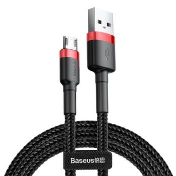 BASEUS CAFULE adatkábel (USB - microUSB, 1.5A, gyorstöltő 3.0, 200cm, törésgátló) PIROS/FEKETE kép