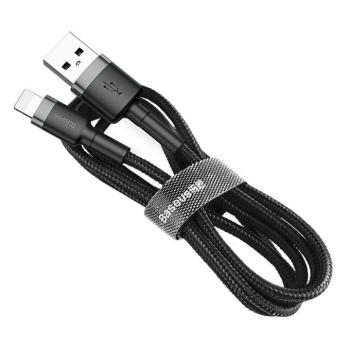 Baseus Cafule Kábel tartós nylon fonott USB / Lightning QC3.0 1.5A 2M fekete - szürke (CALKLF - CG1) kép