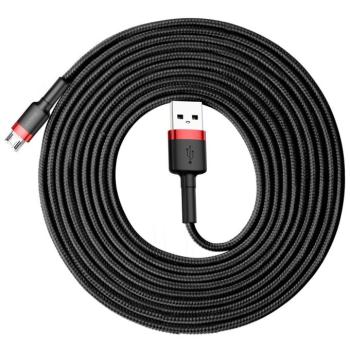 Baseus Cafule Kábel tartós nylon fonott USB / micro USB 2A 3M fekete - piros (CAMKLF - H91) kép