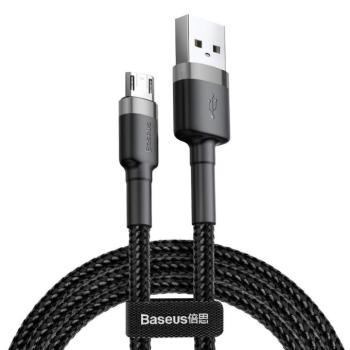 Baseus Cafule Kábel tartós nylon fonott USB / micro USB QC3.0 2.4a 0,5M fekete-szürke (CAMKLF-AG1) kép
