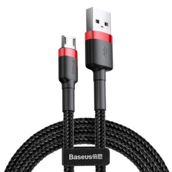 Baseus Cafule Kábel tartós nylon fonott USB / micro USB QC3.0 2.4a 1M fekete-piros (CAMKLF-B91) kép