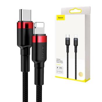 Baseus Cafule USB-C - Lightning PD kábel, 18 W, 1 m, fekete-piros kép