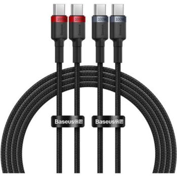 Baseus Cafule USB-C USB-C töltőkábel, 100W,1m, fekete-piros/fekete-szürke kép