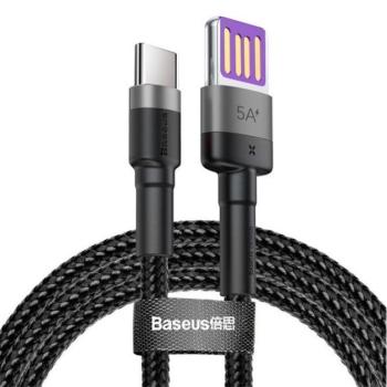 Baseus Cafule USB-USB-C kábel Huawei SuperCharge, QC 3.0, 5A, 1m, fekete/szürke kép