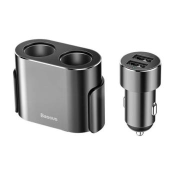 Baseus CRDYQ-01 2x USB-A autós töltő, 2 szivargyújtó kimenettel, 80W, fekete kép