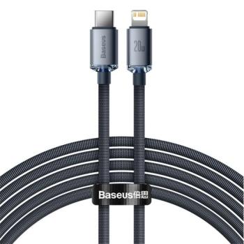 BASEUS CRYSTAL SHINE adatkábel és töltő (Type-C - lightning 8pin, 20W, PD gyorstöltés tám, 200cm, cipőfűző minta) FEKETE Apple iPhone 7 4.7, Apple iPhone 7 Plus 5.5, Apple IPAD mini 4, Apple kép
