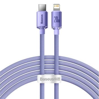 BASEUS CRYSTAL SHINE adatkábel és töltő (Type-C - lightning 8pin, 20W, PD gyorstöltés tám., 200cm, cipőfűző minta) LILA Apple iPhone 7 4.7, Apple iPhone 7 Plus 5.5, Apple IPAD mini 4, Apple kép