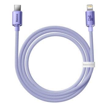 Baseus Crystal Shine USB-C-Lightning kábel, 20W, PD, 1.2m, lila kép