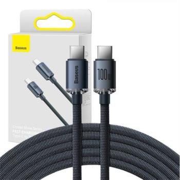 Baseus Crystal Shine USB-C - USB-C kábel, 100W, 1.2m, fekete kép