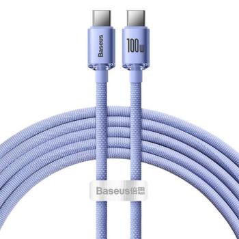 Baseus Crystal Shine USB-C-USB-C kábel, 100W, 1.2m, lila kép