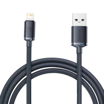 Baseus Crystal Shine USB-Lightning kábel, 2,4A, 2m, fekete kép