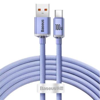 Baseus Crystal Shine USB / USB-C töltő- és adatkábel, 5A, 1,2m, ibolya kép