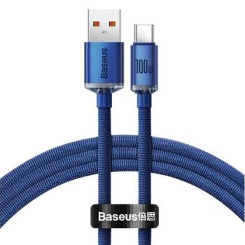 Baseus Crystal Shine USB / USB-C töltő- és adatkábel, 5A, 1,2m, kék kép