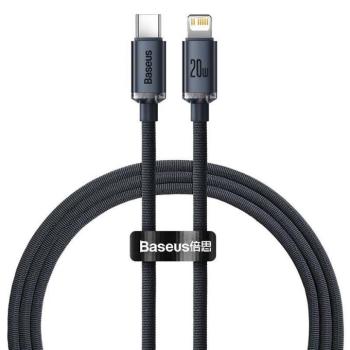 Baseus Crystal USB-C-Lightning kábel, 20W, PD, 1.2m, fekete kép