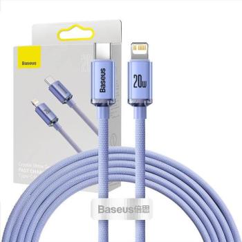 Baseus Crystal USB-C-Lightning kábel, 20W, PD, 2m, lila kép