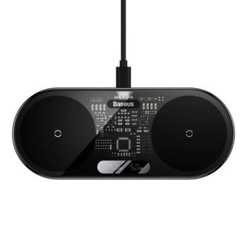 Baseus digitális LED kijelzős vezeték nélküli töltő digitális kijelzővel 20W fekete (WXSX01010101) kép