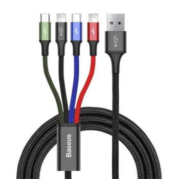 Baseus Fast 4in1 USB-C - 2xLightning - Micro USB adatkábel, 3,5A, 1,2m, fekete kép