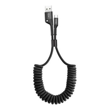 Baseus Fish-eye USB / USB-C feltekert töltő- és adatkábel, 1m, fekete kép