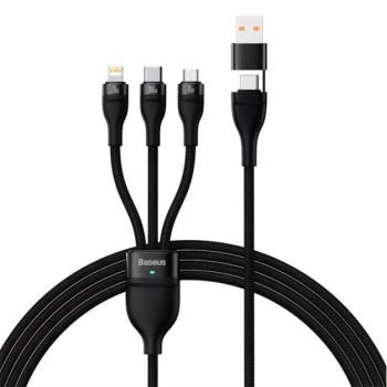 BASEUS FLASH SERIES II adatkábel és töltő 3in1 (Type-C / USB - lightning 8pin / microUSB / Type-C, 100W, 120cm) FEKETE Apple iPhone 7 4.7, Apple iPhone 7 Plus 5.5, Evolveo Strongphone Q5, Blackber kép