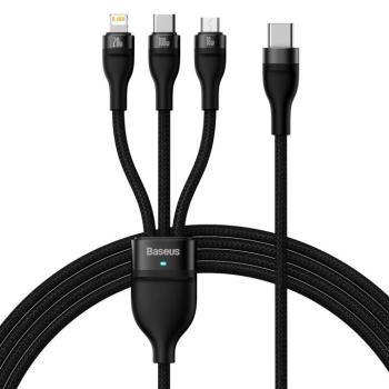 Baseus Flash Series II USB Type C / USB Type A cable - USB Type C / Lightning / micro USB 100 W 1.5 m black (CASS030201) kép