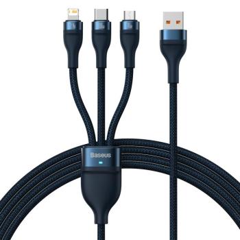 Baseus Flash sorozat Ⅱ Egy a háromhoz gyors töltő adatkábel USB-M+L+C 100W 1.2m kék kép
