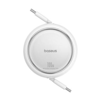 Baseus Free2Draw Mini USB-C töltő-és adatkábel, kihúzható, automata behúzó funkcióval, 100W, 1m, fehér kép