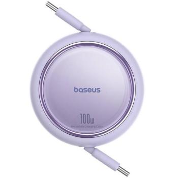 Baseus Free2Draw Mini USB-C töltő-és adatkábel, kihúzható, automata behúzó funkcióval, 100W, 1m, lila kép