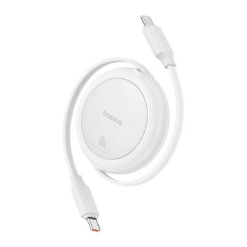 BASEUS FREE2PULL MINI adatkábel (Type-C - Type-C, 60W, PD gyorstöltő, 100cm, csévélhető) FEHÉR kép