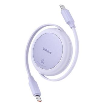 BASEUS FREE2PULL MINI adatkábel (Type-C - Type-C, 60W, PD gyorstöltő, 100cm, csévélhető) LILA kép