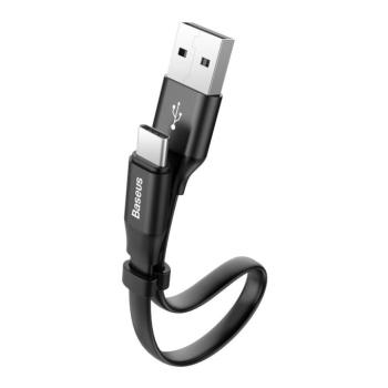 Baseus Fürge Flat Hordozható USB / USB - C kábel Buckle 2A 0,23M fekete (CATMBJ - 01) kép
