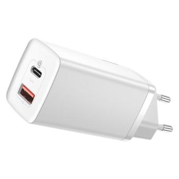 BASEUS GaN2 hálózati töltő USB aljzat / Type-C aljzat (5V / 3000mA, 65W, QC 3.0, PD gyorstöltés támogatás) FEHÉR CAT S60, Apple iPhone 7 Plus 5.5, Apple iPhone 7 4.7, Evolveo Strongphone Q5, kép