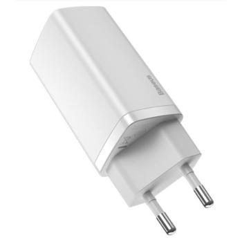 Baseus GaN2 Lite hálózati töltő adapter 65W USB-C + USB-A, fehér kép
