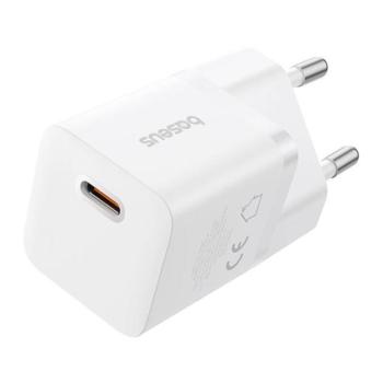 BASEUS GaN5 MINI 1C hálózati töltő Type-C aljzat (25W, PD gyorstöltő, GaN) FEHÉR kép