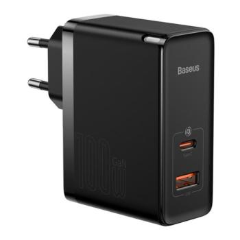 BASEUS GaN5 PRO hálózati elosztó USB / Type-C aljzat (5V / 3A, 100W, PD gyorstöltés támogatás, QC 4.0) FEKETE CAT S60, Apple iPhone 7 4.7, Apple iPhone 7 Plus 5.5, Evolveo Strongphone Q5, Black kép
