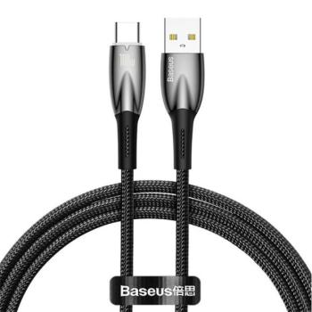 BASEUS GLIMMER adatkábel (USB - Type-C, 6A, 100W, gyorstöltő, 100cm, törésgátló) FEKETE kép