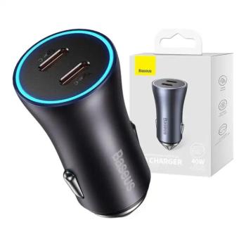 Baseus Golden Contactor Pro autós töltő, 2x USB-C, 40W, szürke kép