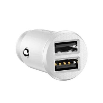 Baseus Grain autós szivargyújtó töltő 2xUSB-A 5V 3.1A, fehér kép