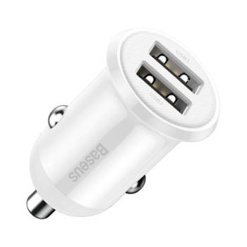 Baseus Grain Pro autós szivargyújtó gyorstöltő adapter 2xUSB, 24W, fehér kép