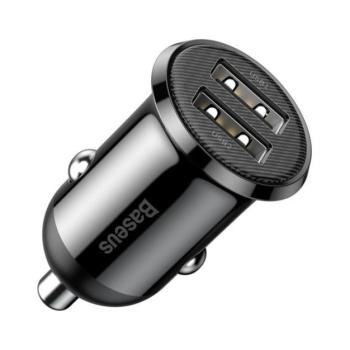 Baseus Grain Pro hálózati gyorstöltő adapter 2xUSB, 24W, fekete kép