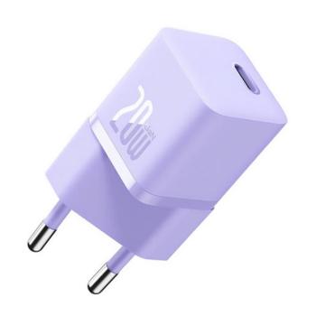 BASEUS hálózati töltő Type-C aljzat (20W, GaN5, PD gyorstöltés támogatás) LILA Honor Pad X9 , ZTE Blade V40s, ZTE Blade V40 Design, Samsung Galaxy Tab S9 WIFI (SM-X710), Samsung Galaxy Tab S9 kép