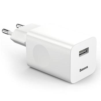 BASEUS hálózati töltő USB aljzat (5V / 3000mA, 24W, PD gyorstöltés támogatás) FEHÉR CAT S60, Apple iPhone 7 4.7, Apple iPhone 7 Plus 5.5, Evolveo Strongphone Q5, Blackberry DTEK50 , Vodafone kép
