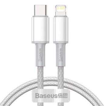 Baseus High Density USB-C / Lightning fonott töltő- és adatkábel, gyorstöltés, 1m, fehér kép