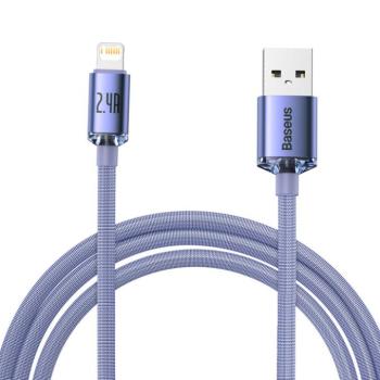 Baseus kristály ragyog sorozat gyors töltés adatkábel USB Type A Lightning 2.4a 2m lila (CAJY000105) kép