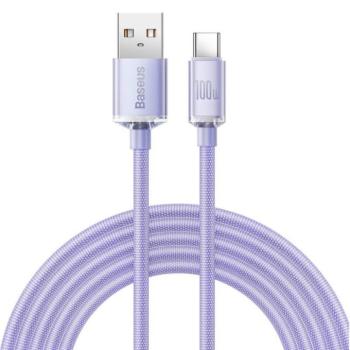 Baseus kristály ragyog sorozat gyors töltés adatkábel USB Type A USB Type C 100W 2m lila (CAJY000505) kép